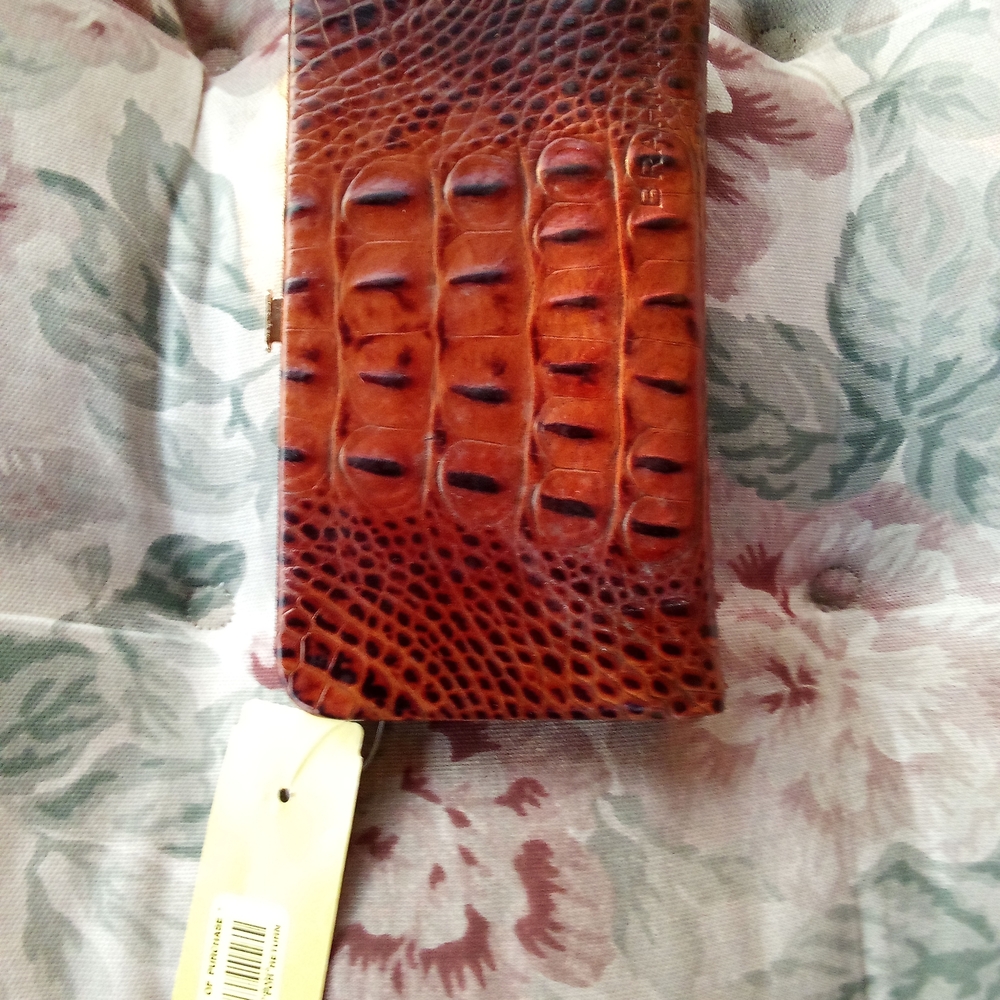 Brahmin Pecan Brown Croc-Embossed Clutch